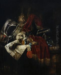 Vanity with a skullFrancais:Vanite au craneItaliano:Vanita con il cranio