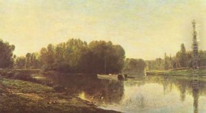 The Banks of the Oise River by Charles-Francois Daubigny