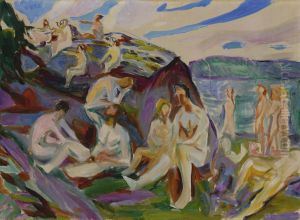 Bathers on Rocks by Edvard Munch
