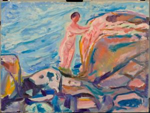 Bathing Woman by a Red Cliff