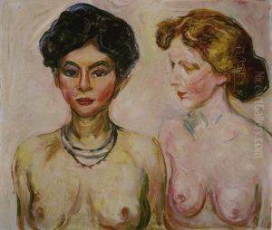 Blond and Dark-Haired Nude by Edvard Munch