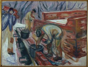 Bricklayers at Work on the Studio Building by Edvard Munch