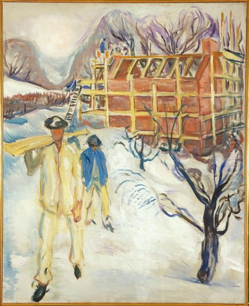 Building Workers in Snow - view 1