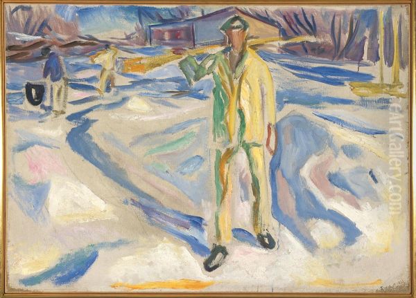 Building Workers in Snow - view 1