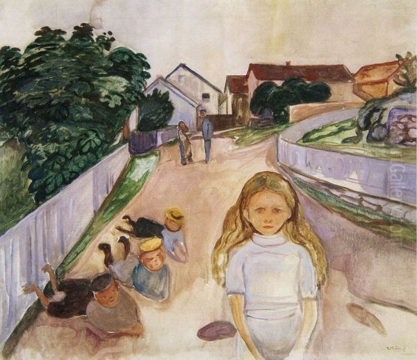 Children Playing in the Street in Asgardstrand - view 1