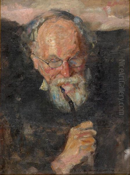 Christian Munch with Pipe - view 1