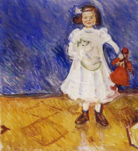 Girl with Doll. Erdmute Esche with Polar Bear and Doll by Edvard Munch
