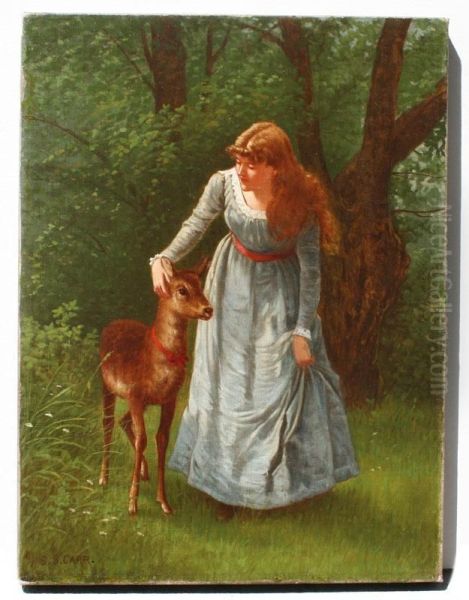 Young Woman With Deer - view 1