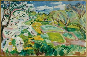 Fruit Trees in Blossom in the Wind by Edvard Munch