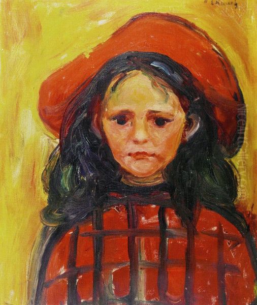 Girl with Red Chequered Dress and Red Hat - view 1