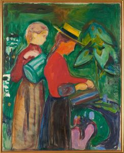 Girls watering Flowers (The Linde Frieze) by Edvard Munch