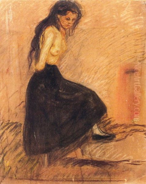 Half-Nude in a Black Skirt - view 1
