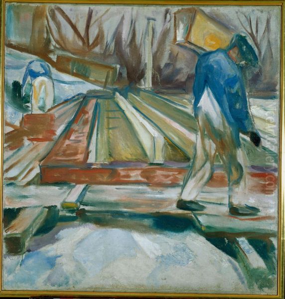Hodman at Work on the Studio Building - view 1