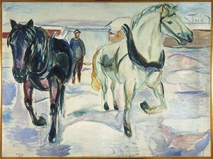 Horse Team in Snow by Edvard Munch