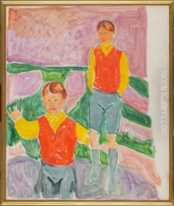 Johan Martin and Sten Stenersen by Edvard Munch