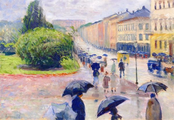 Karl Johan in the Rain - view 1
