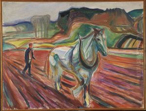 Man Ploughing with a White Horse