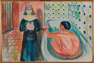 Marat i badekaret og Charlotte Corday by Edvard Munch