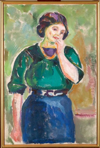 Model in Green and Blue - view 1