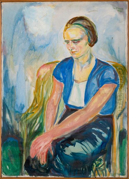 Model with Hands Resting on Knees - view 1