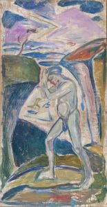Naked Man in Rocky Landscape by Edvard Munch