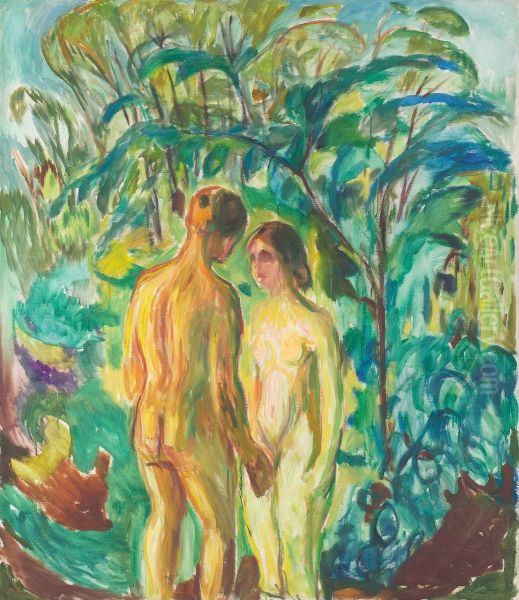 Naked Man and Woman in the Woods - view 1