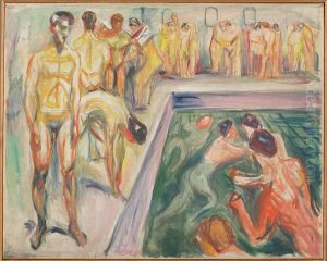 Naked Men in Swimming Pool by Edvard Munch