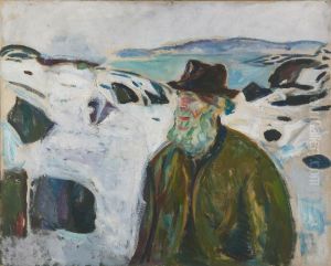 Old Fisherman on Snow-covered Coast by Edvard Munch