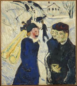 People and Timber Transport in a Kragero Street by Edvard Munch