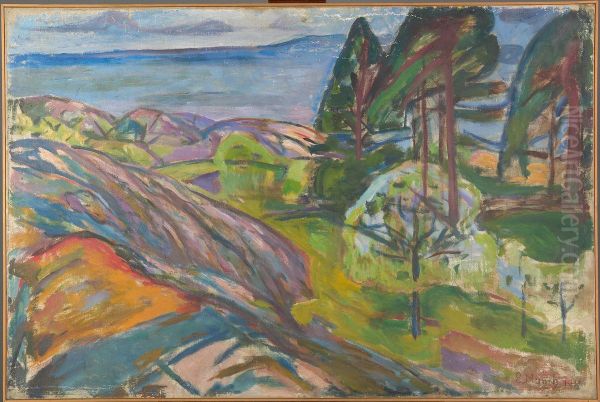 Pine Trees and Fruit Trees in Blossom - view 1