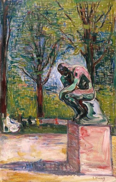 Rodin's "Le Penseur" in Dr. Linde's Garden - view 1