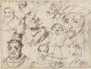 Nine Studies Of Heads And A Partial Study Of A Torso