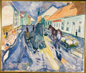 Runaway Horse in Street by Edvard Munch