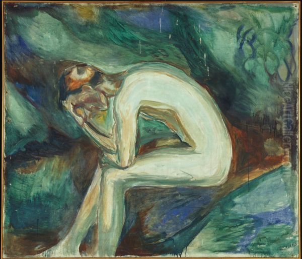 Seated Male Nude in the Forest - view 1