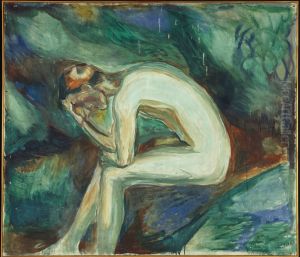 Seated Male Nude in the Forest by Edvard Munch