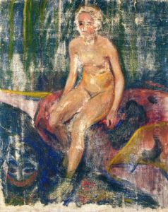 Seated Nude and Grotesque Masque by Edvard Munch
