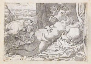 Jupiter Und Antiope by Annibale Carracci