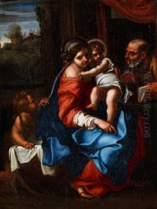 Die Heilige Familie Mit Dem Johannesknaben by Annibale Carracci