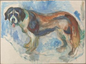 St. Bernard Dog in Snow