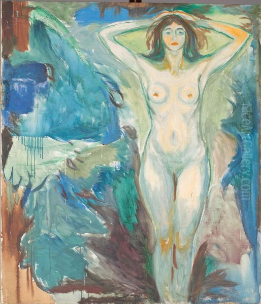 Standing Nude against Blue Background - view 1