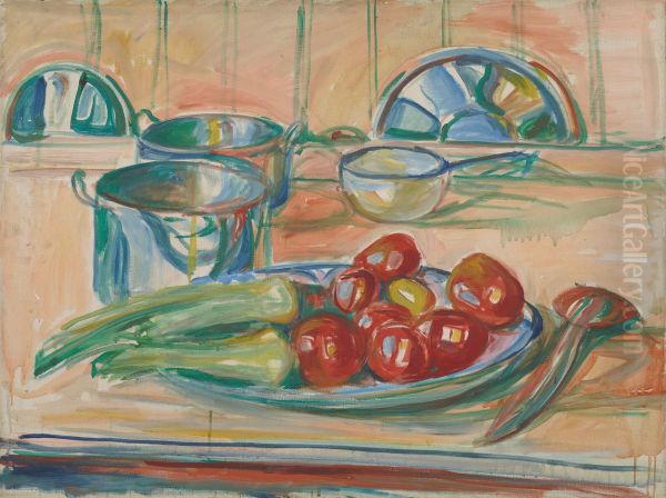 Still Life with Tomatoes, Leek and Casseroles - view 1