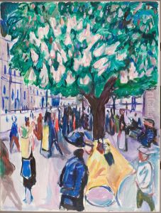 Street with Chestnut in Blossom by Edvard Munch