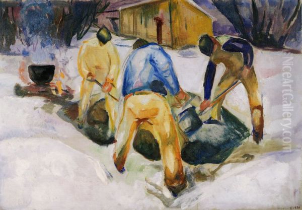 Street Workers in Snow - view 1