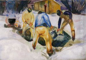 Street Workers in Snow by Edvard Munch
