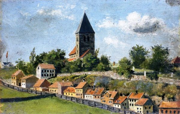 Telthusbakken with Gamle Aker Church - view 1