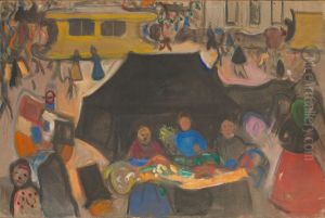 The Hearse on Potsdamer Platz by Edvard Munch