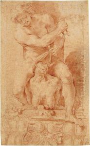 Heros Attaquant Une Harpie by Ludovico Carracci