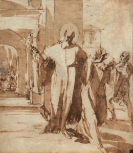 Saint Benoit Chassant Un Demon D'un De Ses Moines by Ludovico Carracci