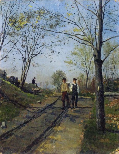 Two Boys on a Country Lane - view 1