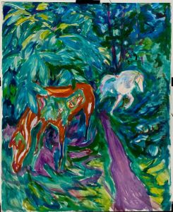Two Horses in the Forest by Edvard Munch